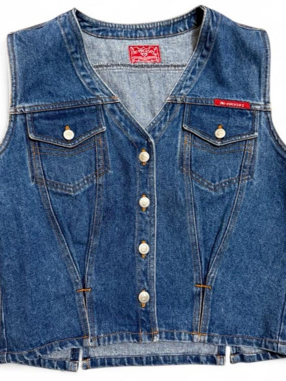 Vintage No Excuses Denim Vest Y2K 90s Women’s M